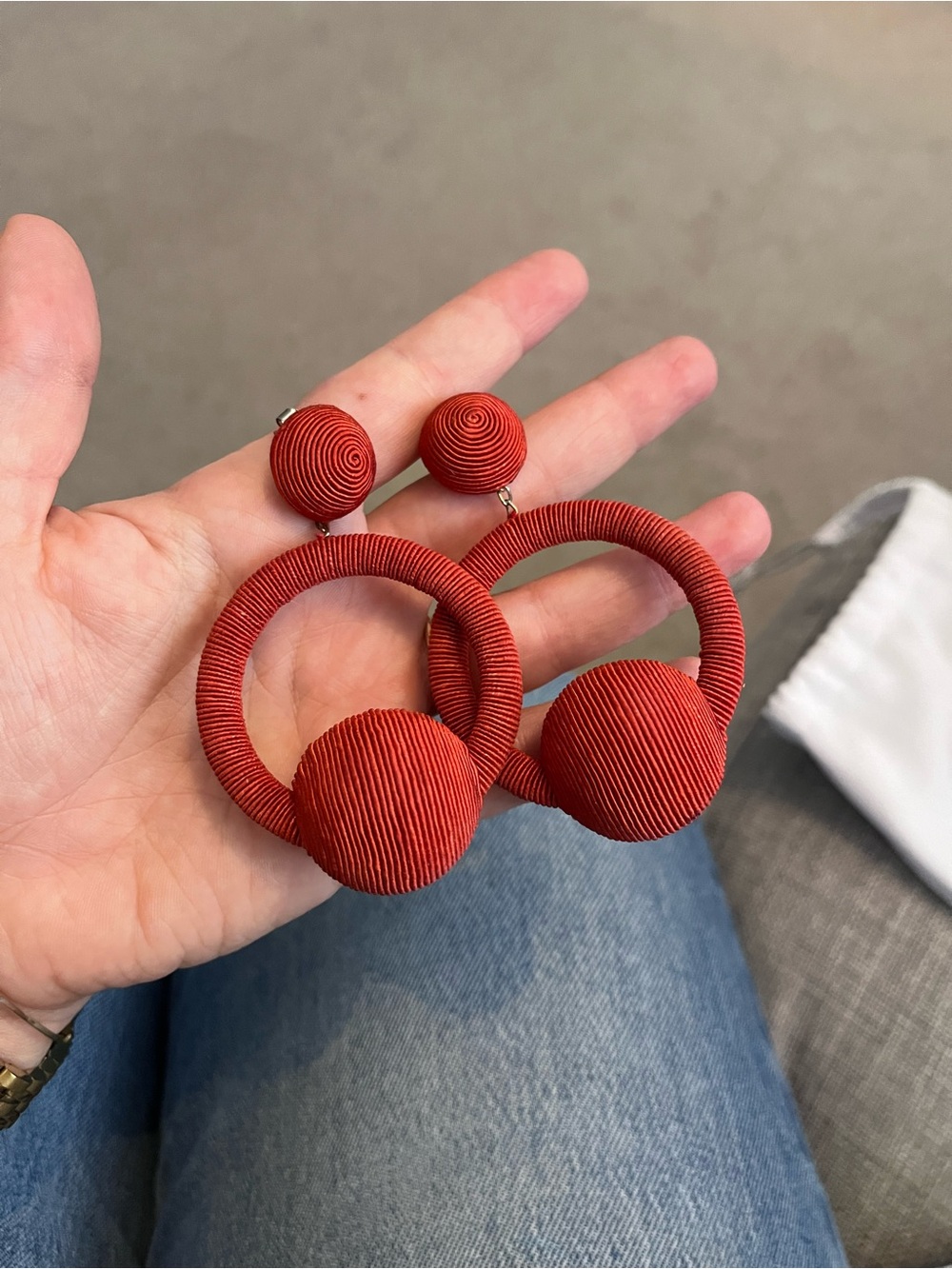 Rebecca de Ravenel Red Hoop Lala Post Earrings - Women Jewelry